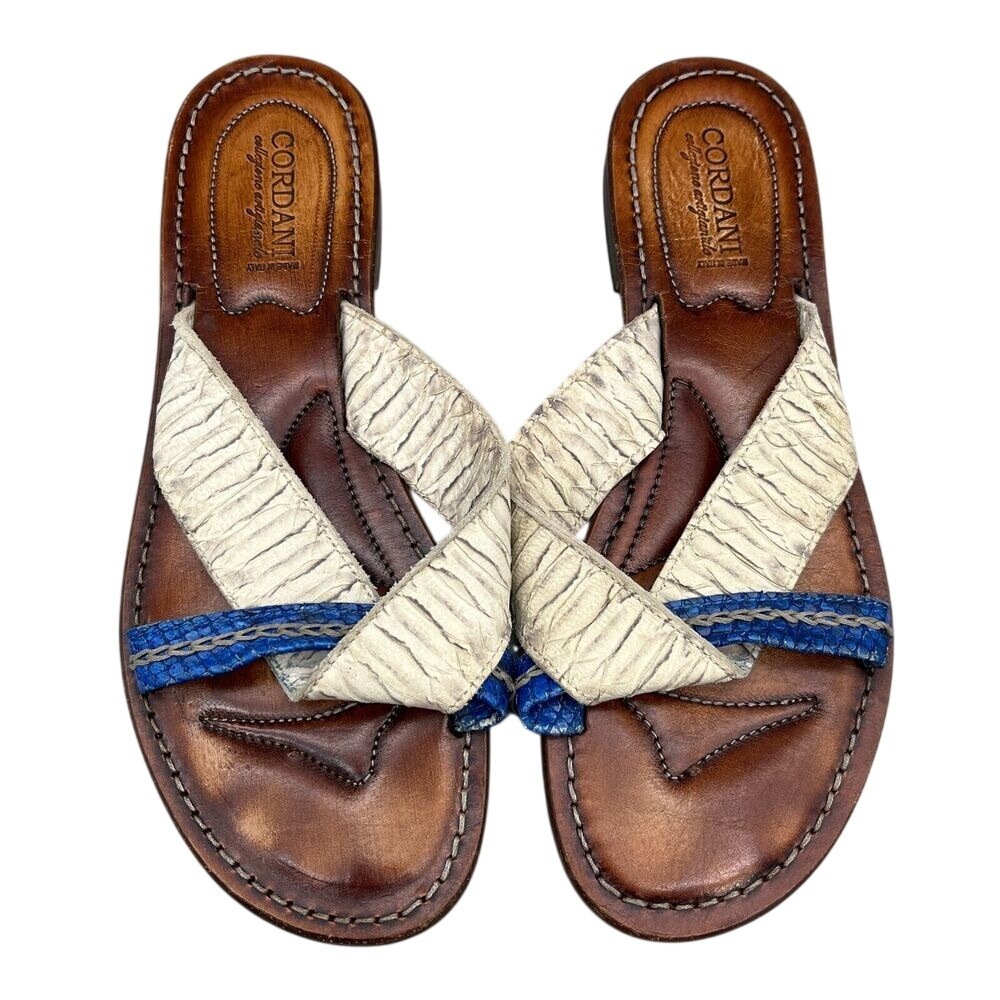Cordani Sandals Womens‎ 8.5 Leather Italy Made Suola Cuoio Italian Flats Straps